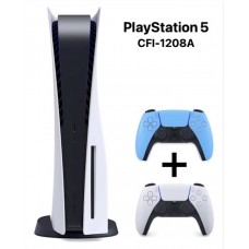 Игровая приставка Sony PlayStation 5 (CFI-1208A) Ростест 825 ГБ SSD, белый + DualSense (звездный синий)