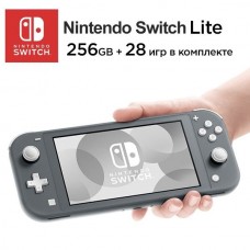 Игровая приставка Nintendo Switch Lite + карта 256 ГБ (28 игр), серый