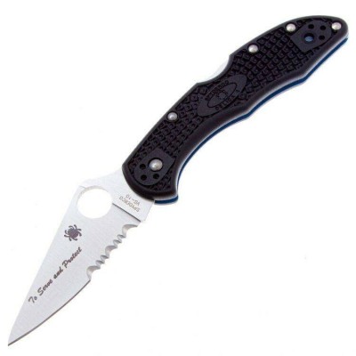 Складной нож Spyderco (C11FPSBKBL) Delica 4 PS Thin Blue Line сталь VG-10, рукоять Black FRN