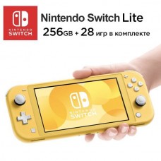 Игровая приставка Nintendo Switch Lite + карта 256 ГБ (28 игр),  желтый