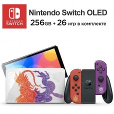 Игровая приставка Nintendo Switch OLED  + карта 256 ГБ (26 игр), Pokemon Scarlet and Violet Edition