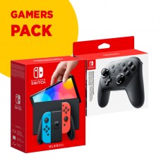 Игровая приставка Nintendo Switch OLED 64 ГБ, неоновый синий/неоновый красный GAMERS PACK