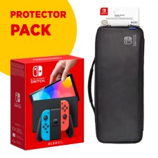 Игровая приставка Nintendo Switch OLED 64 ГБ, неоновый синий/неоновый красный PROTECTOR PACK