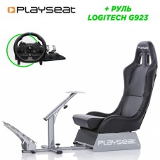 Игровое кресло Playseat  (00004) Evolution Black (черный) + Руль Logitech G923 TRUEFORCE (PC/XBOX ONE/S/X)