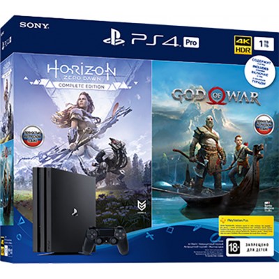 Sony PlayStation 4 Pro (1TB) Black (CUH-7208В) + игра Horizon: Zero Dawn + игра God of War