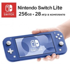 Игровая приставка Nintendo Switch Lite + карта 256 ГБ (28 игр), синий