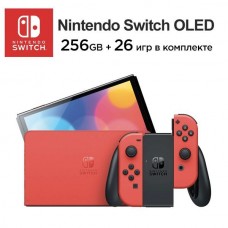 Игровая приставка Nintendo Switch OLED + карта 256 ГБ (26 игр), Mario Red Edition