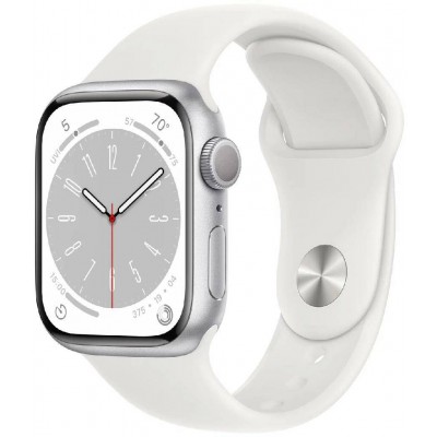 Умные часы Apple Watch Series 8 45 мм Aluminium Case GPS, silver/white Sport Band