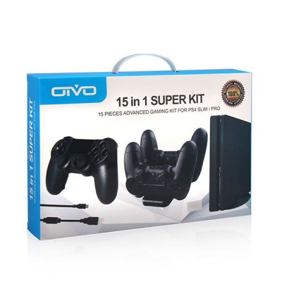 OIVO Набор аксессуаров 15 в 1 Super Kit для PlayStation 4 Slim/Pro (IV-P4T01)